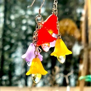 Frosted Flowers Dangle Earrings